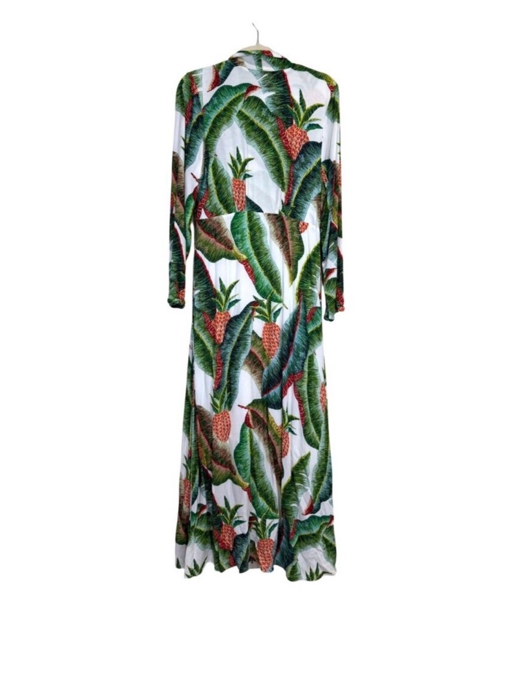 Farm Rio Forest Palm Maxi Dress Tropical Long Sleeve Deep V-Neck Flowy Size S - Picture 4 of 4